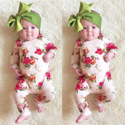 

UK Stock Infant Baby Girls Kids Floral Bodysuit Romper Jumpsuit Outfits Clothes