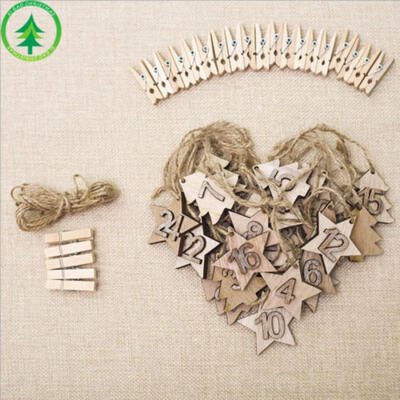 

Christmas Calendar Pendant Wooden Ornaments Xmas Hanging Card Decoration Gift US