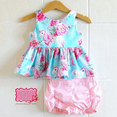 

Adorable Kids Baby Girls Flower Unicorn Tops Dress Pants Shorts Outfits Clothes