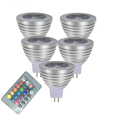 

OMTO MR16 3W RGB Color Changing Spotlight with IR Remote Control Mood Ambiance Lighting 16 Color Dimmable 12V 5PCS