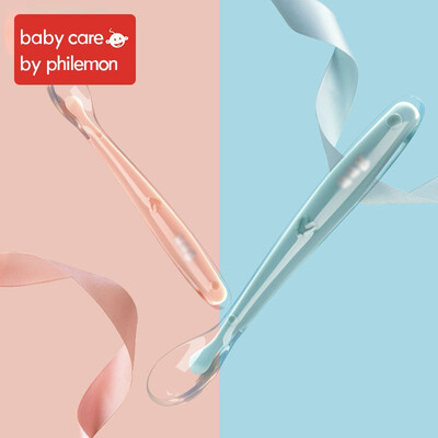 

Babycare Baby Silicone Spoon set Newborn Soft Feeding Spoon Safety For Baby Eating Dishes Tableware Learn Patchwork Flatware