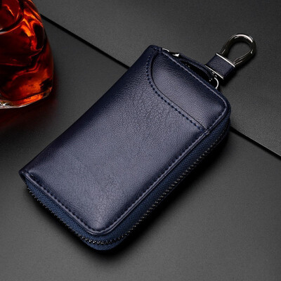 

Large-capacity zipper car key bag for mens waist hangs leather card bag for women multi-functional fashion key button