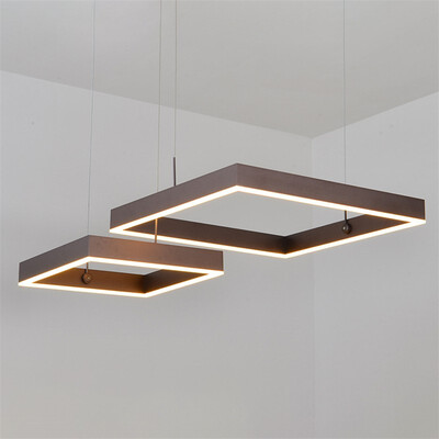 

Baycheer HL487481 Modern Linear LED Chandelier 2-Light 68W LED Ambient Warm Light Brushed Aluminum LED Cubic Suspended Lamp