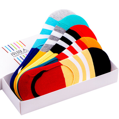 

Supermarket] Jingdong Antarctic socks male sports socks off anti-ship socks male socks men's cotton socks 5 pairs blending Gift Box NJRYXW invisible socks male invisible socks bright stripes - Size