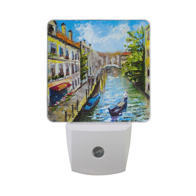 

ALAZA LED Night Light With Smart Dusk To Dawn SensorPainting Castel Gandolfo Plug In Night Light