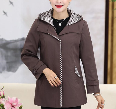 

Middle-aged womens autumn&winter Roman cloth womens jacket large size mothers cardigan long-sleeved detachable cap shirt