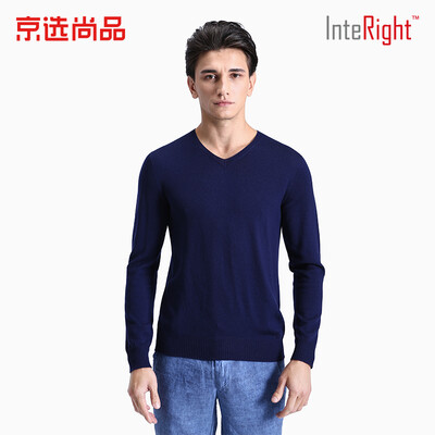 

Beijing selected products × INTERIGHT INTERIGHT mens sweater small V-neck seamless business Slim sweater hidden blue S