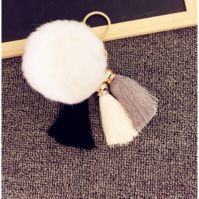 

MyMei Touch Soft Rabbit Fur Ball PomPom Car Cell Phone Pendant Handbag Key Chain Ring