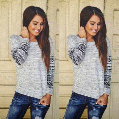 

Women Long Sleeve Baseball Shirt Basic T-shirt Tee Top Plus Size Tunic Blouse
