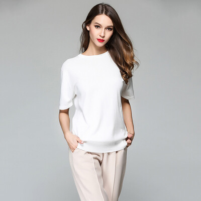 

PREISEI Spring Summer Women Casual Loose Solid O-Neck Short Sleeve Sweater Tee T Shirt Tops Mujer