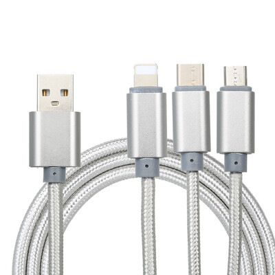 

3 in 1 Charging Cable Data Cable 24A with Micro USBType-cLightning for iPhone Xiaomi Huawei Samsung Nylon Braided Multiple USB