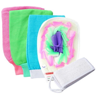 

Jingdong supermarket] Fang grass to pull the bath 5 sets loofah bathing bath towel shower bathing gloves 4 loaded