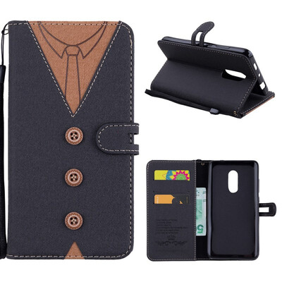 

MOONCASE Millet Red Rice Note 44X M version stitching embossed mens leather case - black