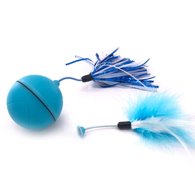 

LED Cat Ball USB Rechargeable Interactive Cat Toy Electric Automatic Rolling Ball Pet Toys with Detachable Feather