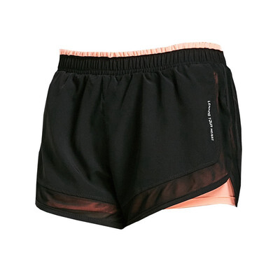 

Womens new double layer with lined sports shorts stretch fitness running yoga hot pants