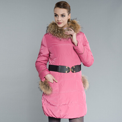 

Snow flying SNOW FIYING ladies down jacket in the long section Slim thin coat collar X1301152 121153 pink rose 155 XS