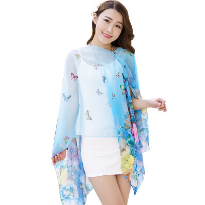 

【Jingdong Supermarket】 Meng Si Ke (MSEK) WSJ161687 Ms. scarf printing shawl scarf dual-use long section of the beach towel wild chiffon scarf Dielianhua purple