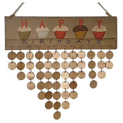 

UpperX Creative Fashion Wood Birthday Important Day Reminder Board DIY Calendar Happy CakeDiscs