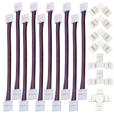 

ZDM 7PCS Quick Splitter Connector 10MM Multi Shape 4 Conductor for 5050RGB with 10PCS Strip Light Connector