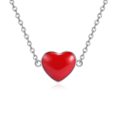 

Red Heart Choker Necklace Fashion Cute Epoxy Technology Wedding Korean Pendants & Necklaces For Women Jewelry Bijoux