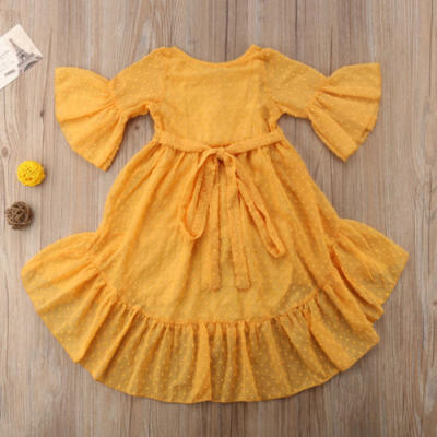 

New Toddler Kids Baby Girl Boho Long Ruffle Princess Party Prom Beach Maxi Dress