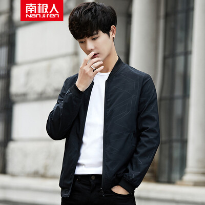 

Anjiji Nanjiren jacket mens jacket jacket Korean version of the Slim sports baseball uniform NJR9991 black L code