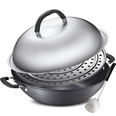 

【Jingdong Supermarket】 Ai Shida 36CM new three generations of cast iron rust can not cook wok WT8536ELX healthy uncoated cooking iron pot to send spatters induction cooker general