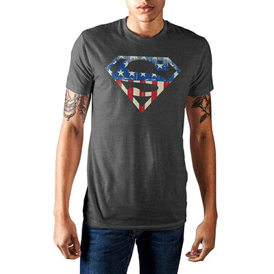 

DC Comics Superman Shirt American Flag Logo Mask Mens T-Shirt