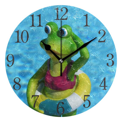 

Wall Clock Arabic Numerals Design Frog Couple Round