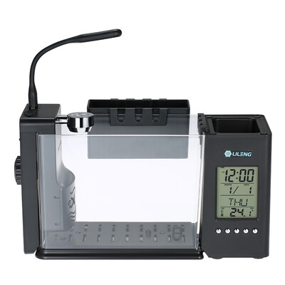 

Lileng Mini Fish Tank Multifunctional Aquarium LED Desktop Lamp Clock Desktop Aquarium Fish Tank Small Ecological Aquarium Ecologi