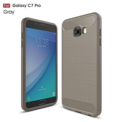 

Fivice Samsung Galaxy C7 Pro case Luxury brushed carbon fiber TPU soft shell