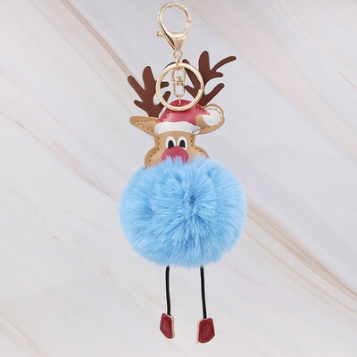 

Cute Christmas Gift Deer Keychain for Women Pom Pom Ball Keychains