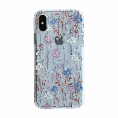 

iPhone X XS XR XSmax 8plus 8 7plus 7 6s 6plus Soft Case Flower TPU Clear Back Cover Shockproof case Free shipping