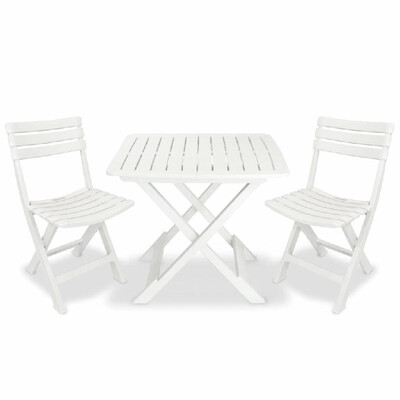 

Three Piece Garden Bistro Set Plastic White