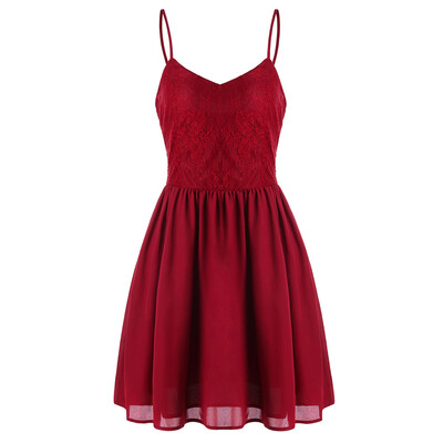 

Spaghetti Strap Backless Mini Flare Dress