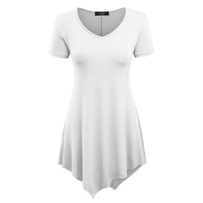 

V-Neck Handkerchief Hem Long Tunic Shirt Top For Women Plus Size
