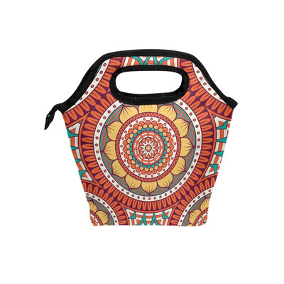 

Lunch Tote Bag Red Irregular Figure Travel Picnic Insulated Lunch Handbags Portable Zipper Lunch Bag Box
