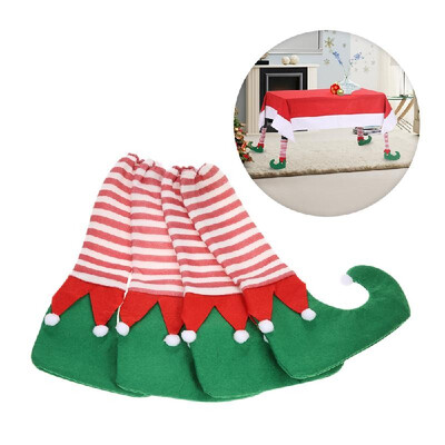 

4pcsset Christmas Table Chair Leg Covers Set for Square Round Legs Christmas Decorations Ornaments--Black Santa Shoe Style