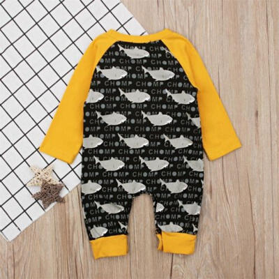

Newborn Baby Boy Girl Shark Long Sleeve Romper Jumpsuit Bodysuit Outfits Clothes