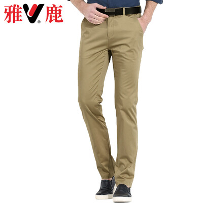 

Yalu casual pants mens business casual simple long pants mens fashion solid color Korean version of slim casual pants BS-8551058 shallow khaki 29