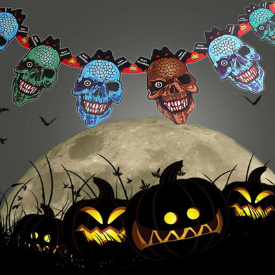 

MyMei 2016 New Hot Paper Chain Garland Halloween Paper Decorations Pumpkin Ghost Skull Shape Halloween Props For Halloween Party