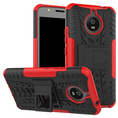 

Fivice Motorola Moto E4 Plus Case TPU anti-fall tire pattern back clip bracket phone case