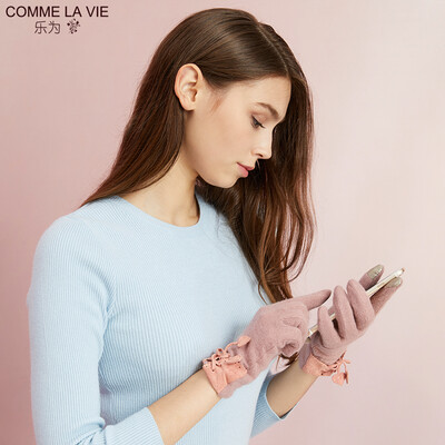 

Le for comme lavie touch screen gloves ladies autumn&winter days thin section wool finger gloves winter cute warm fashion Korean students L12FD157 gray pink code