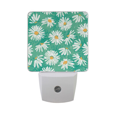 

ALAZA LED Night Light With Smart Dusk To Dawn SensorPoppy Daisy Flowers Pattern Plant Plug In Night Light