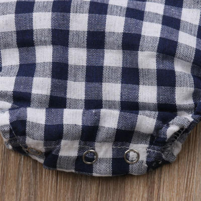 

Infant Baby Girl Fly Sleeve Checks Romper Tops Bodysuit Jumpsuit Clothes Outfits