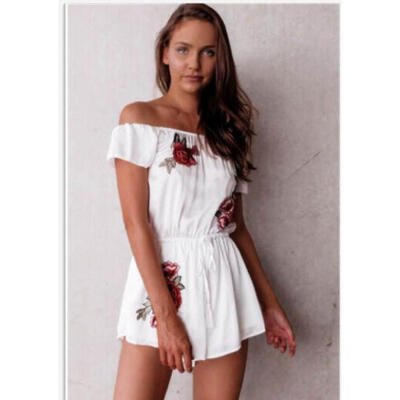 

Summer Girls Off Shoulder Sequins Long Sleeves Romper Womens Floral Jumpsuits
