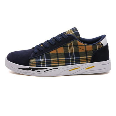 

New leather mens shoes sponge cake thick plaid mens shoes trend casual sports versatile shoes