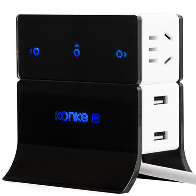 

Контрольный разъем KK-SS3 с интеллектуальным USB-гнездом WIFI 1,8 метра (4 USB + 3 * 5 отверстий) перезаряжаемый сенсорный экран смарт-гнездо / ряд штепсельных вилок / штепсельных разъемов smart home remote APP control таймер переключатель защита заряда о