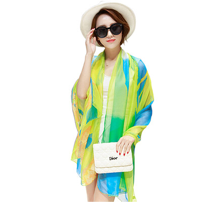 

MSEK WSJ161679 Ms scarf imitation silk large square fashion wild shawl scarf stitching scarf yellow green