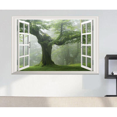 

Big Old Green Tree 3D Window Wall Art Sticker Vinyl Mural Home Room Decor Decals